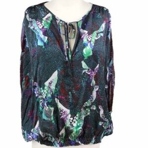 Gorgeous Custo Barcelona Silk Blouse with Smocked Shoulders